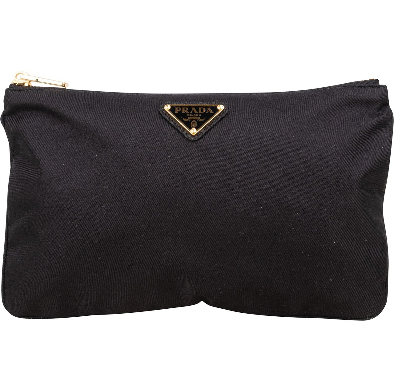 Prada Prada Black Nylon Triangle Clutch Zwart