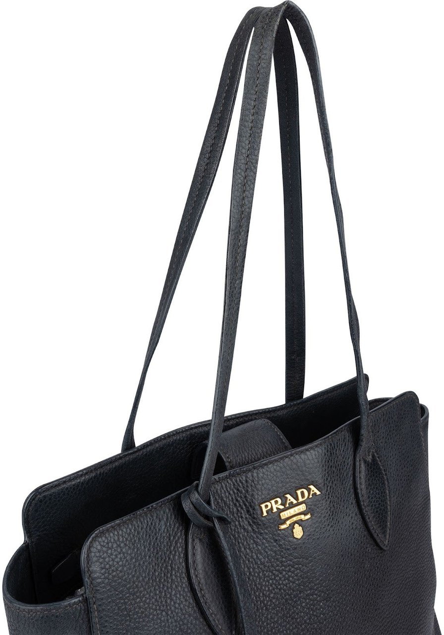 Prada Prada Vitello Daino Leather Shoulder Bag Blauw