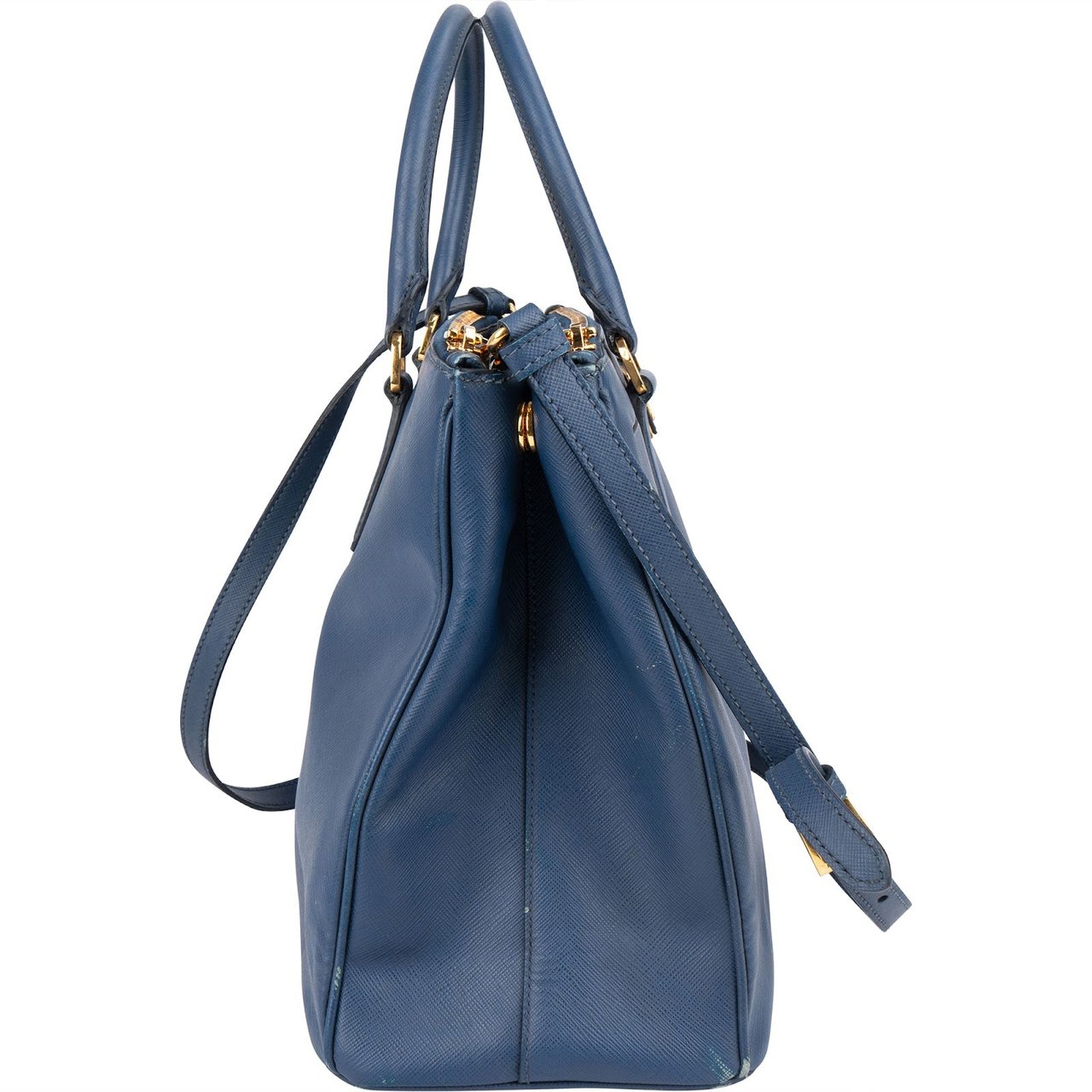 Prada Blue Saffiano Leather Galleria Handbag Blauw