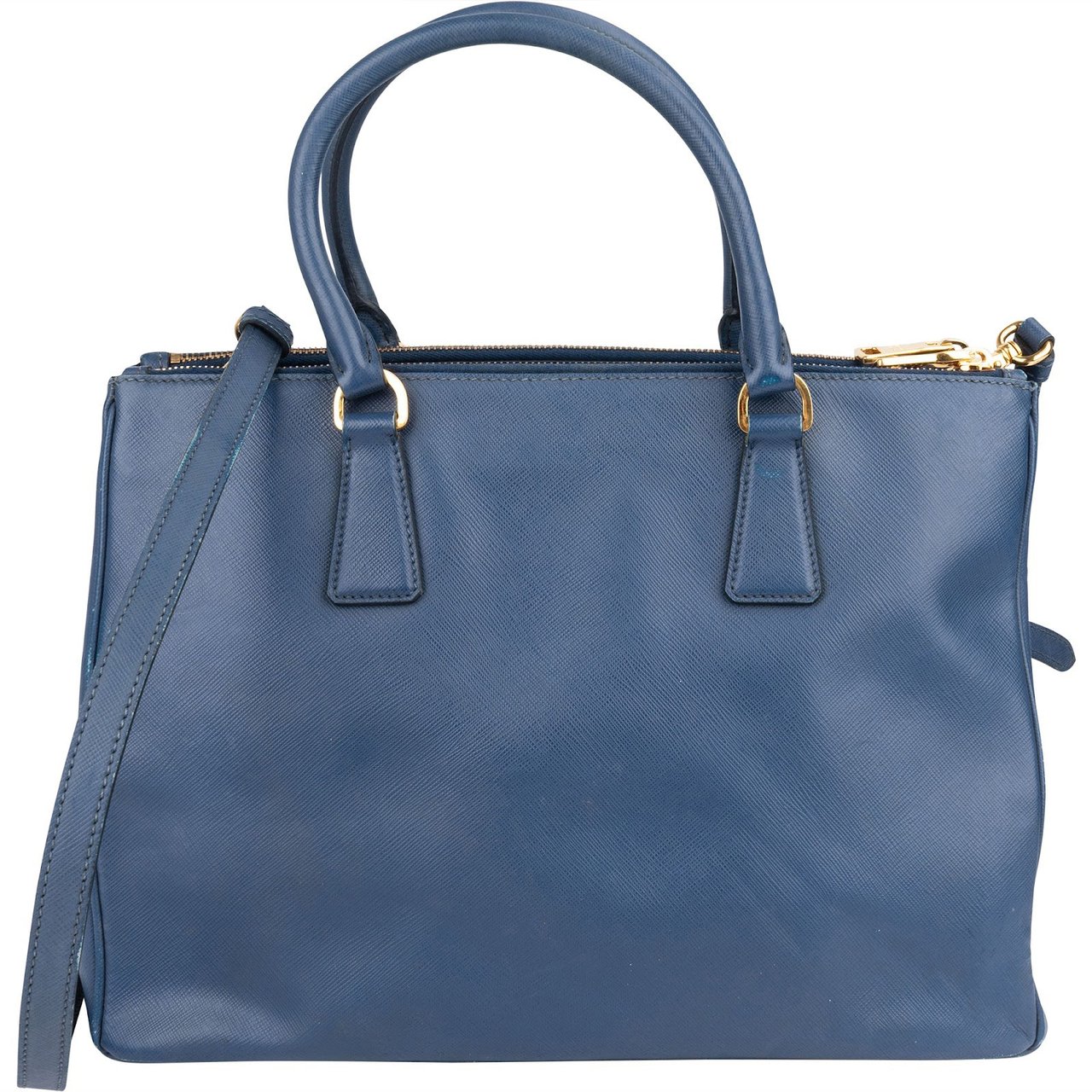 Prada Blue Saffiano Leather Galleria Handbag Blauw