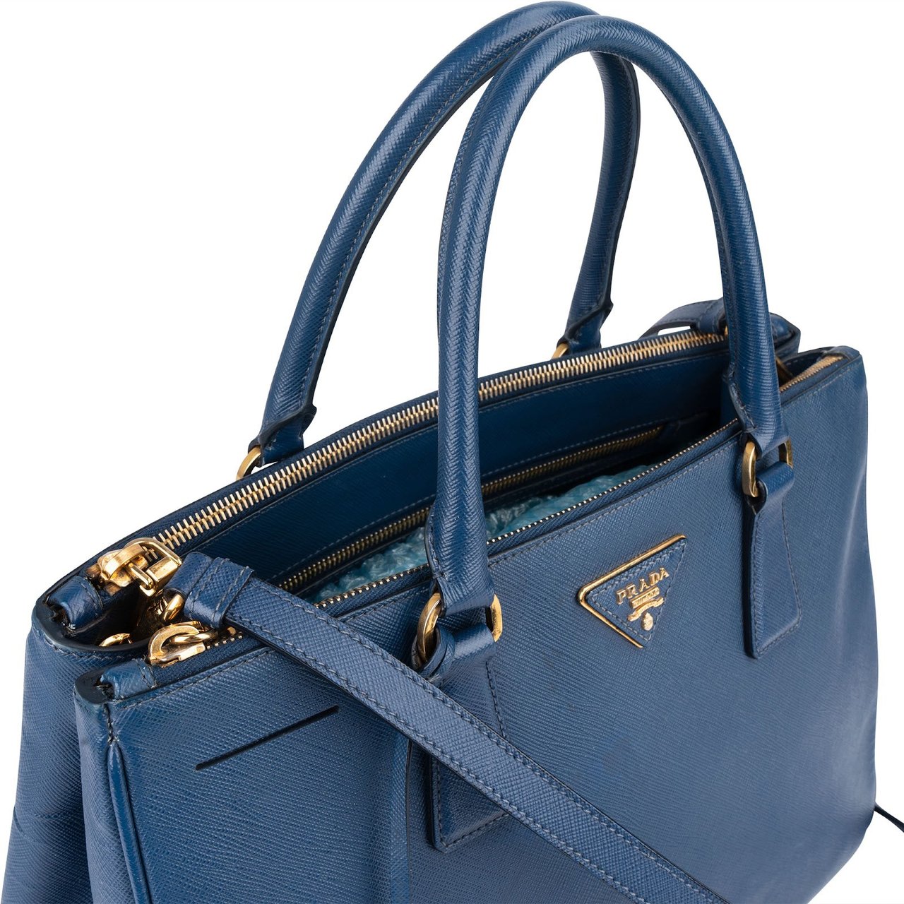Prada Prada Blue Saffiano Galleria Handbag Blauw