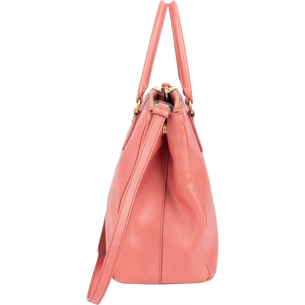 Prada Prada Pink Saffiano Leather Galleria Handbag Rood