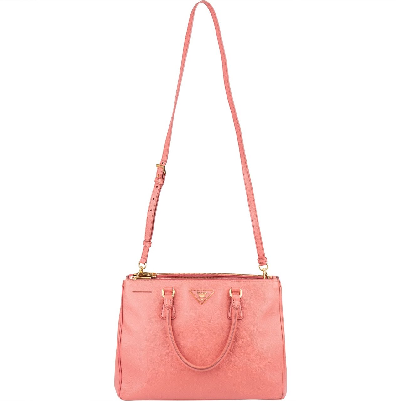 Prada Prada Pink Saffiano Leather Galleria Handbag Rood