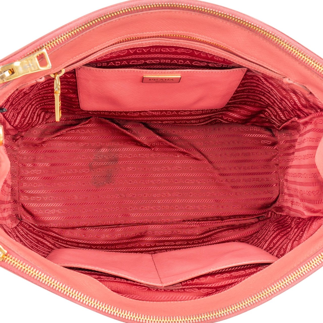 Prada Prada Pink Saffiano Leather Galleria Handbag Rood