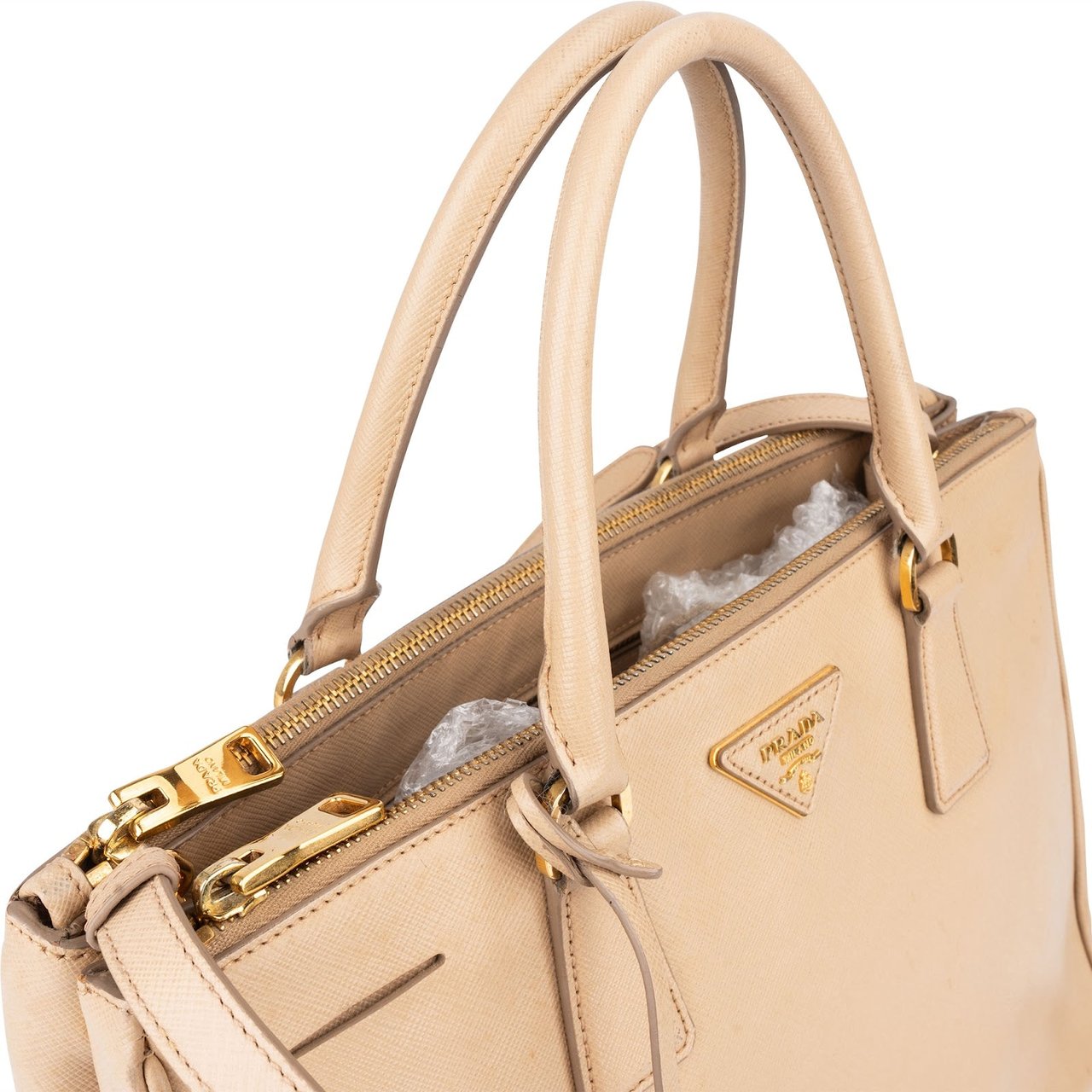 Prada Prada Saffiano Leather Galleria Handbag Beige