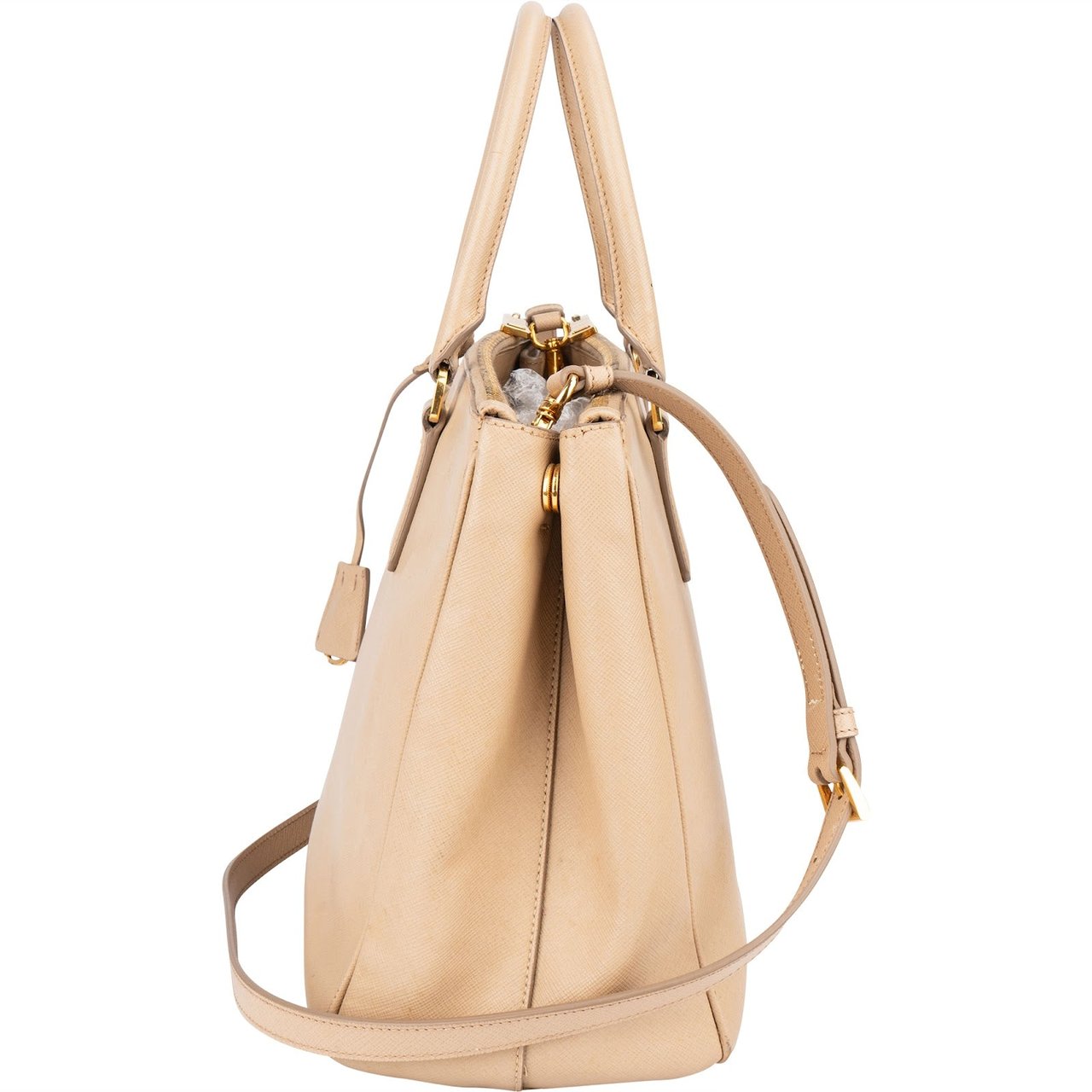 Prada Prada Saffiano Leather Galleria Handbag Beige