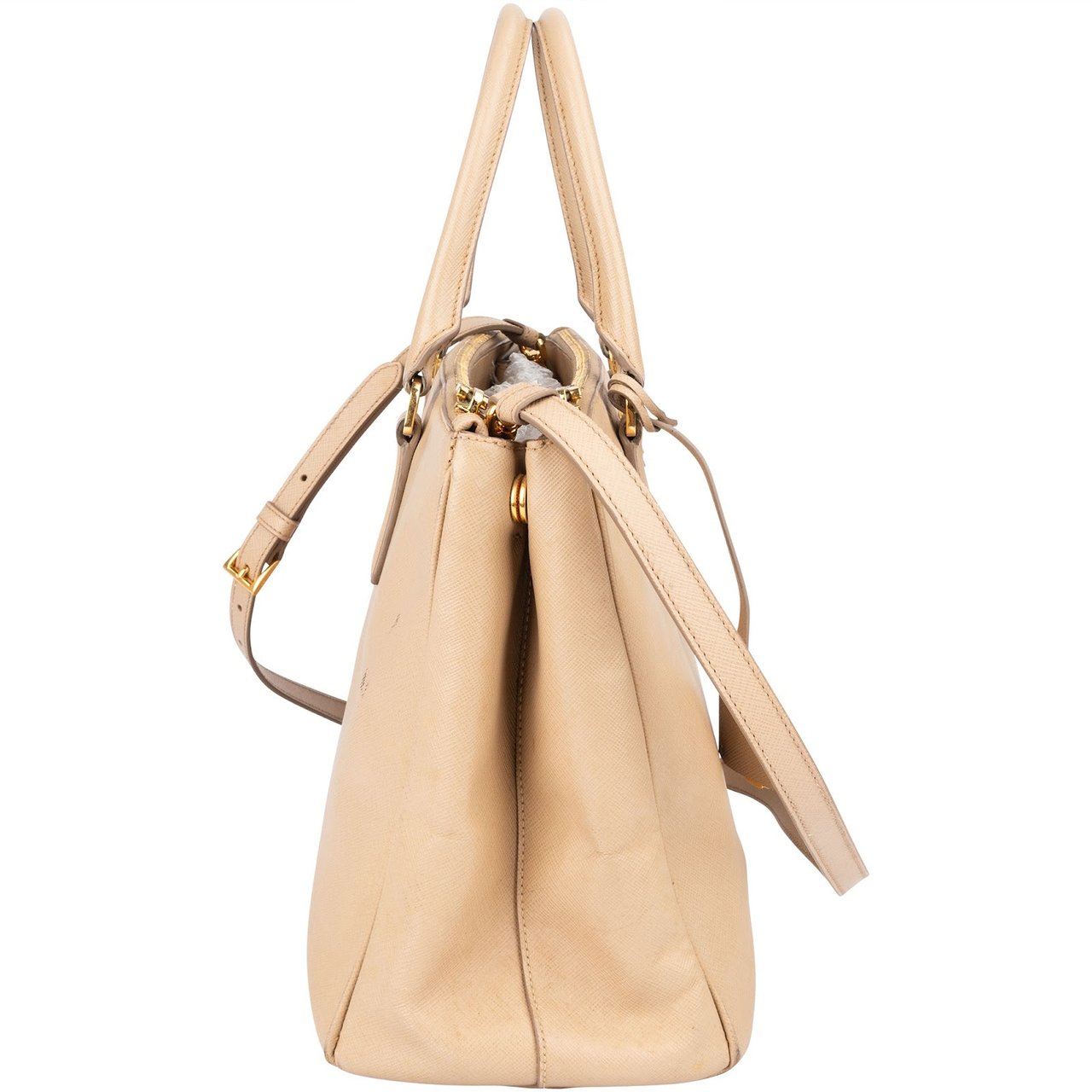 Prada Prada Saffiano Leather Galleria Handbag Beige
