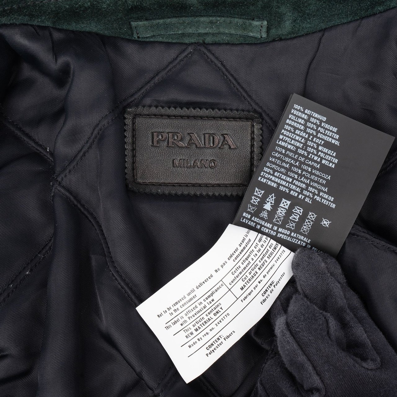 Prada Prada Dark Green Suede Blouson Jacket (S-M) Donkergroen