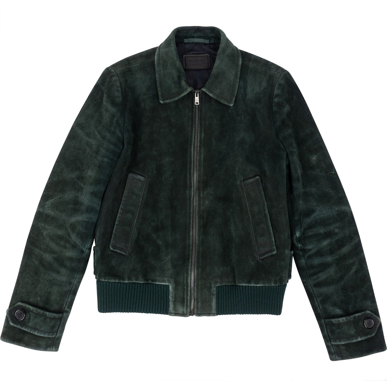 Prada Prada Dark Green Suede Blouson Jacket (S-M) Donkergroen