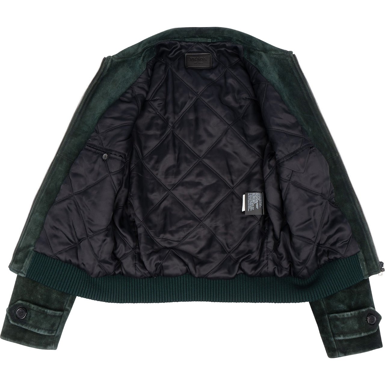 Prada Prada Dark Green Suede Blouson Jacket (S-M) Donkergroen