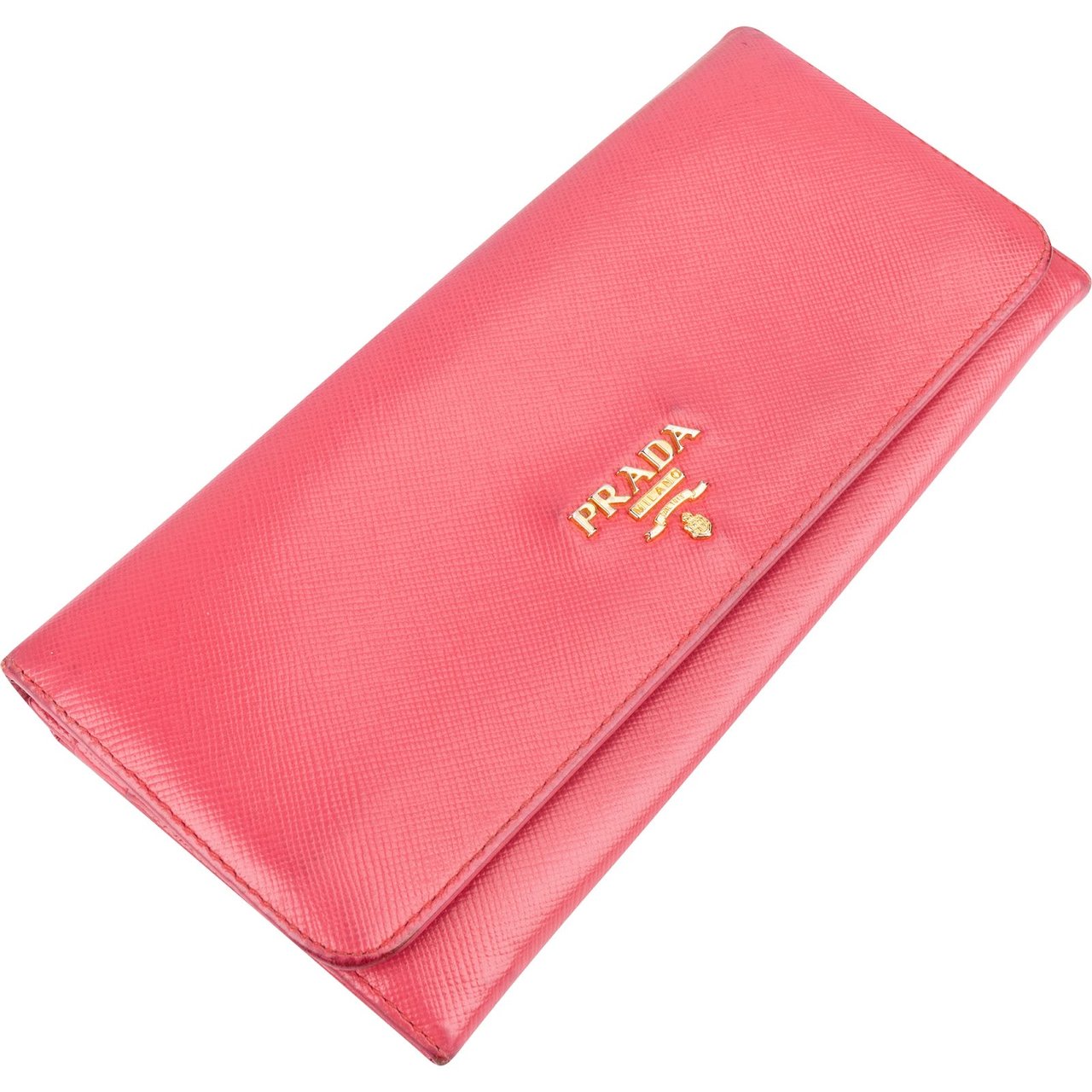 Prada Prada Pink Saffiano Continental Wallet Rood
