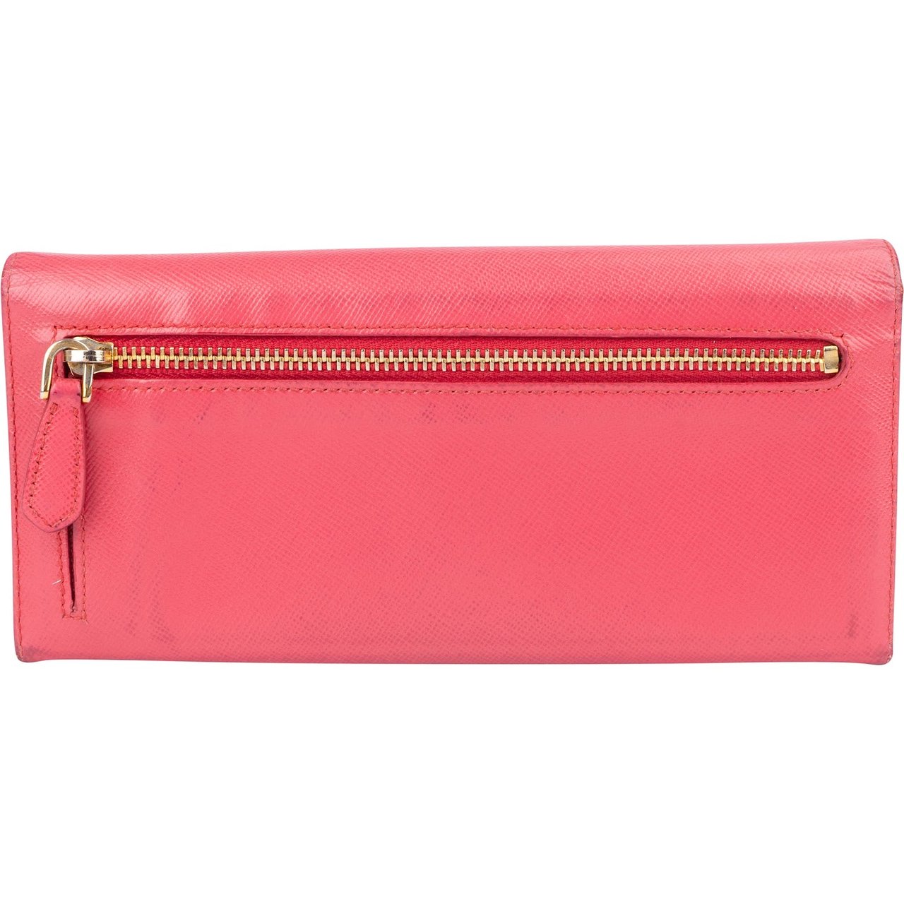Prada Prada Pink Saffiano Continental Wallet Rood