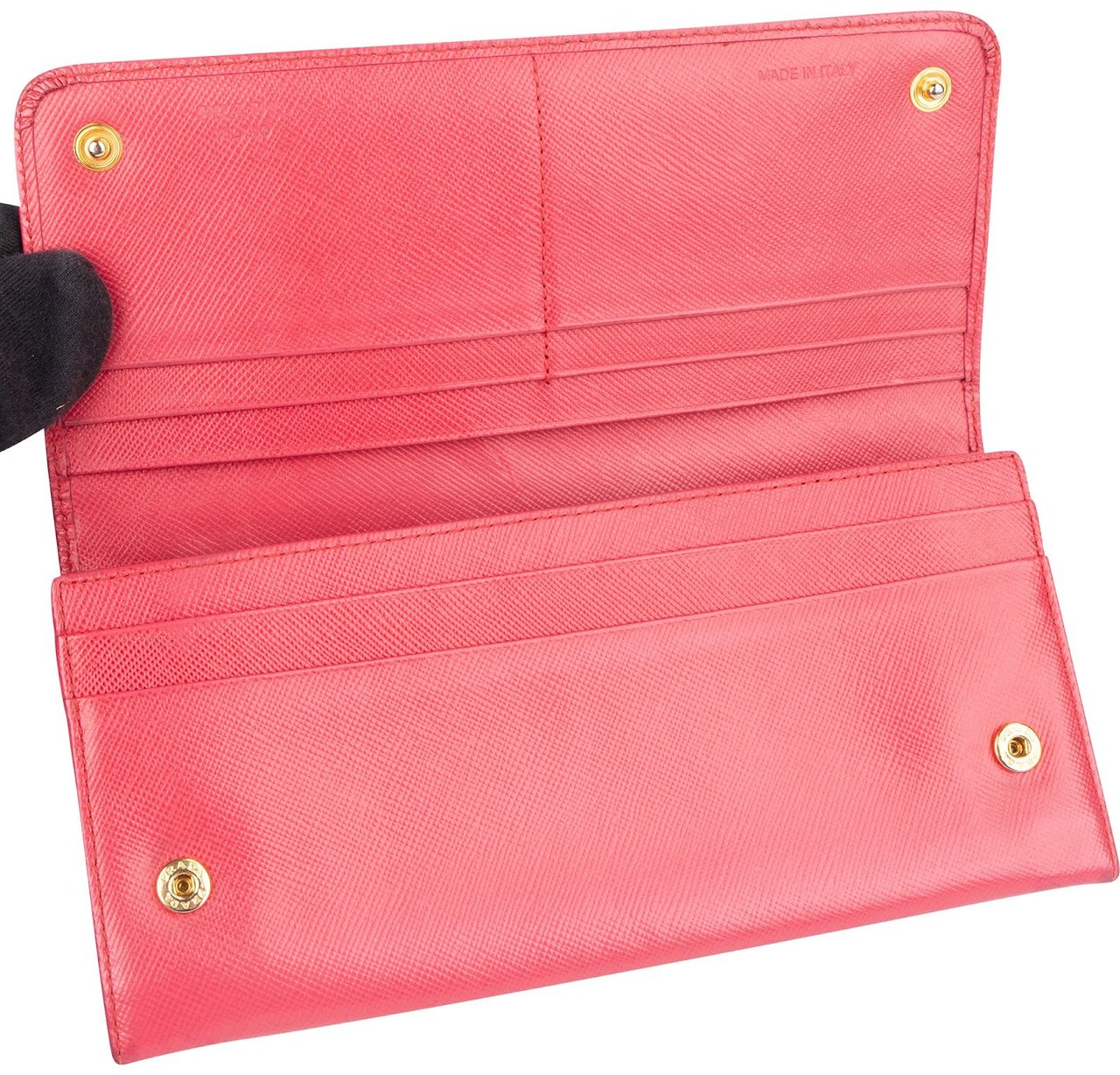 Prada Prada Pink Saffiano Continental Wallet Roze