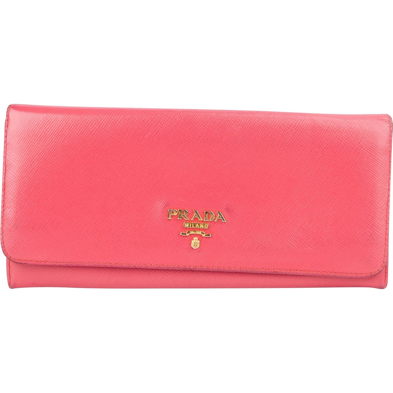 Prada Prada Pink Saffiano Continental Wallet Rood