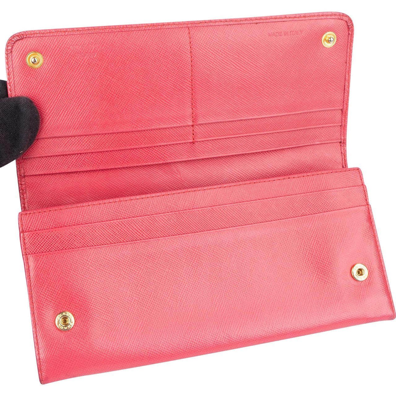 Prada Prada Pink Saffiano Continental Wallet Rood