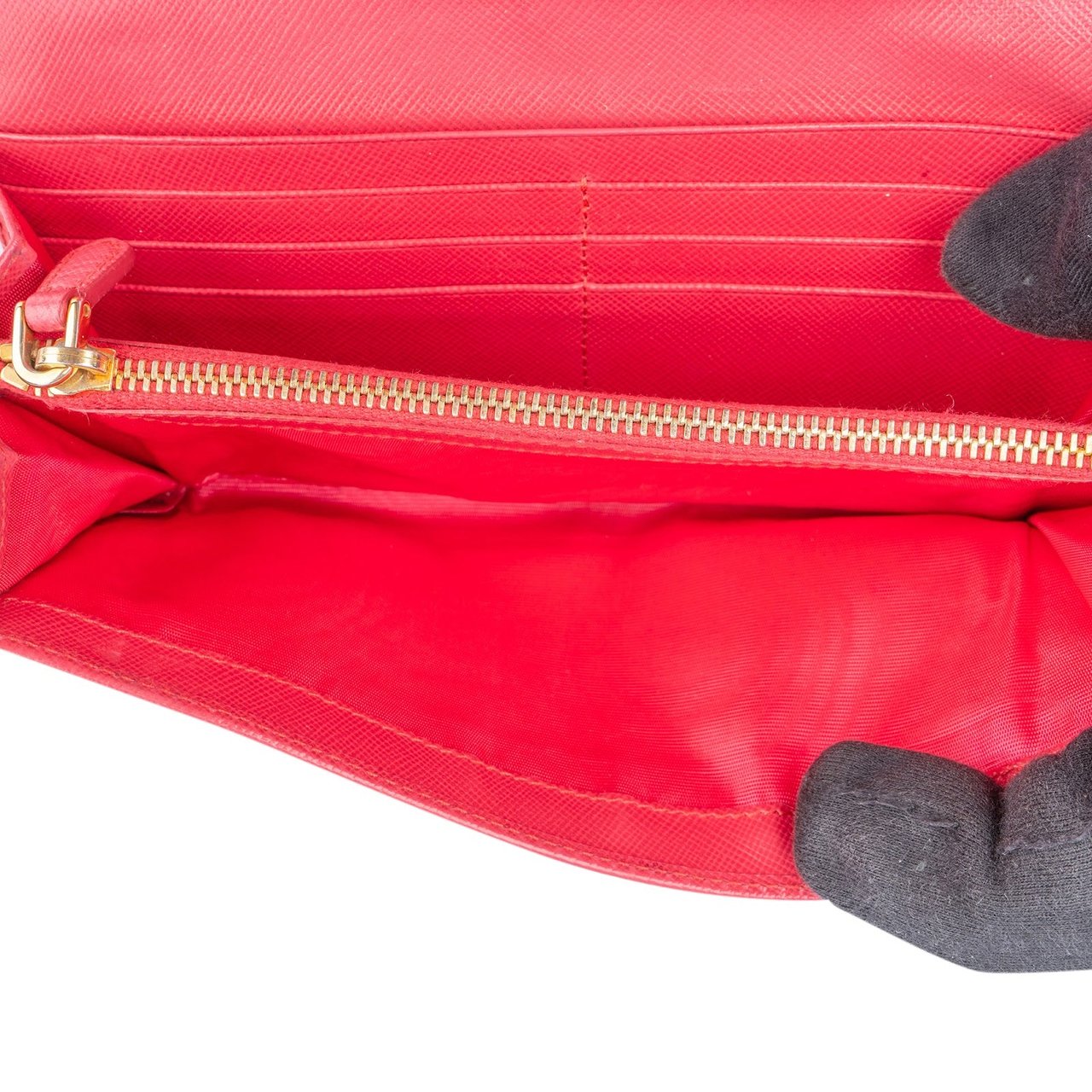 Prada Prada Pink Saffiano Continental Wallet Rood