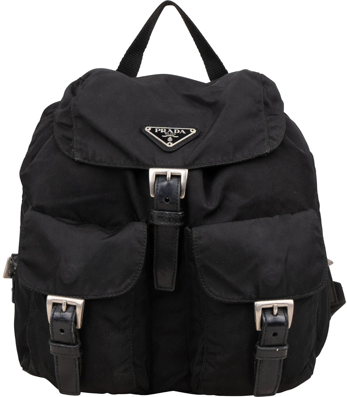Prada Prada Nylon Triangle Vela Backpack Zwart