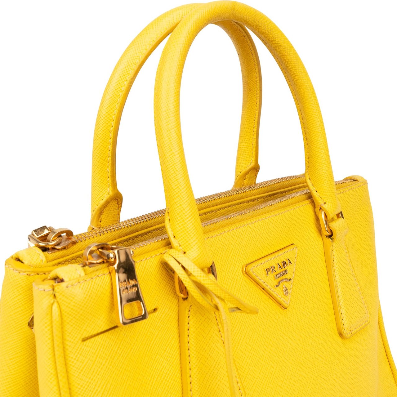 Prada Prada Saffiano Leather Small Galleria Handbag Geel