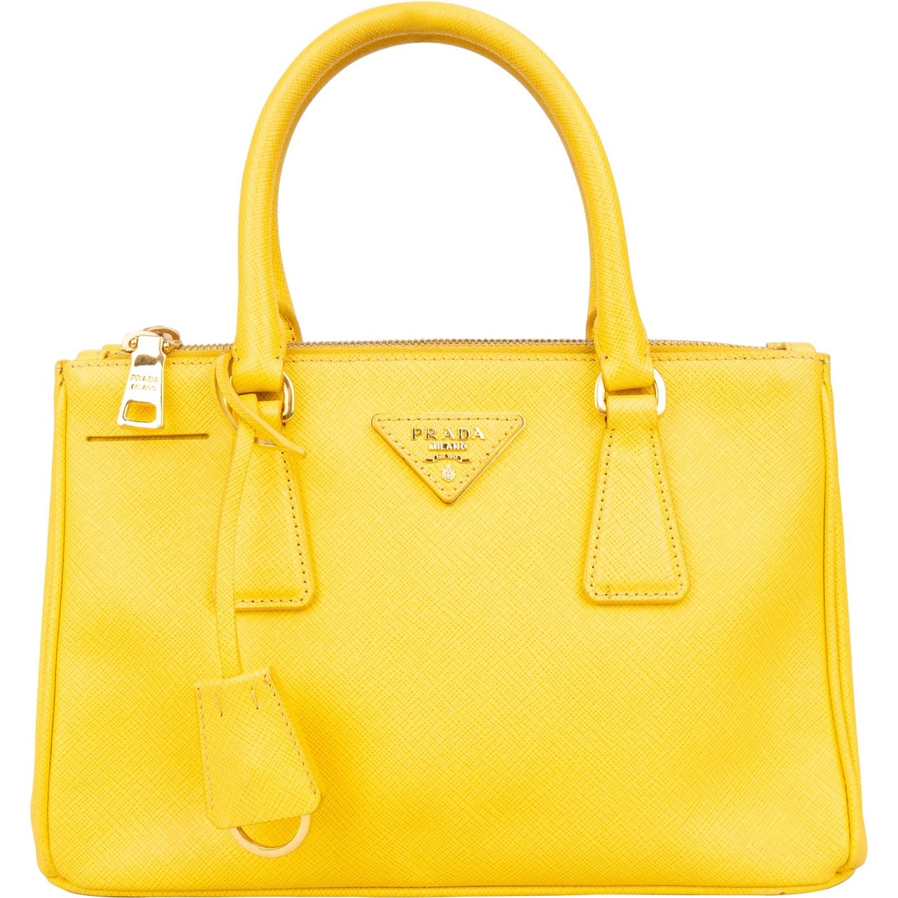 Prada Prada Saffiano Leather Small Galleria Handbag Geel