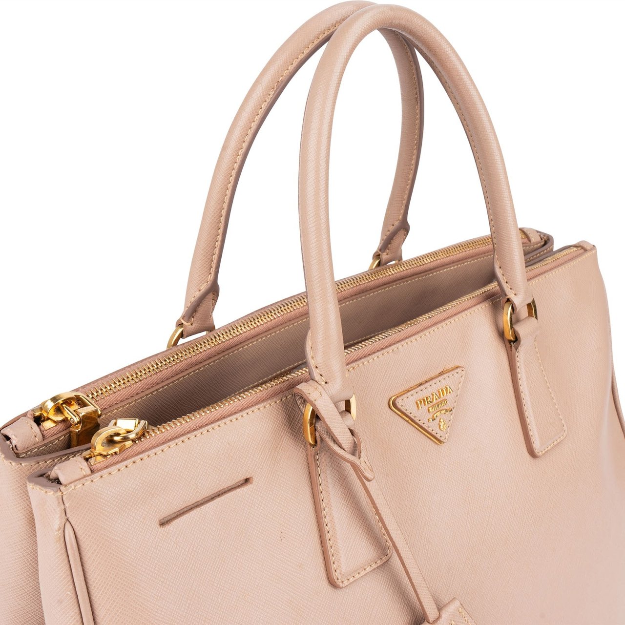 Prada Prada Rose Saffiano Leather Galleria Handbag Rood