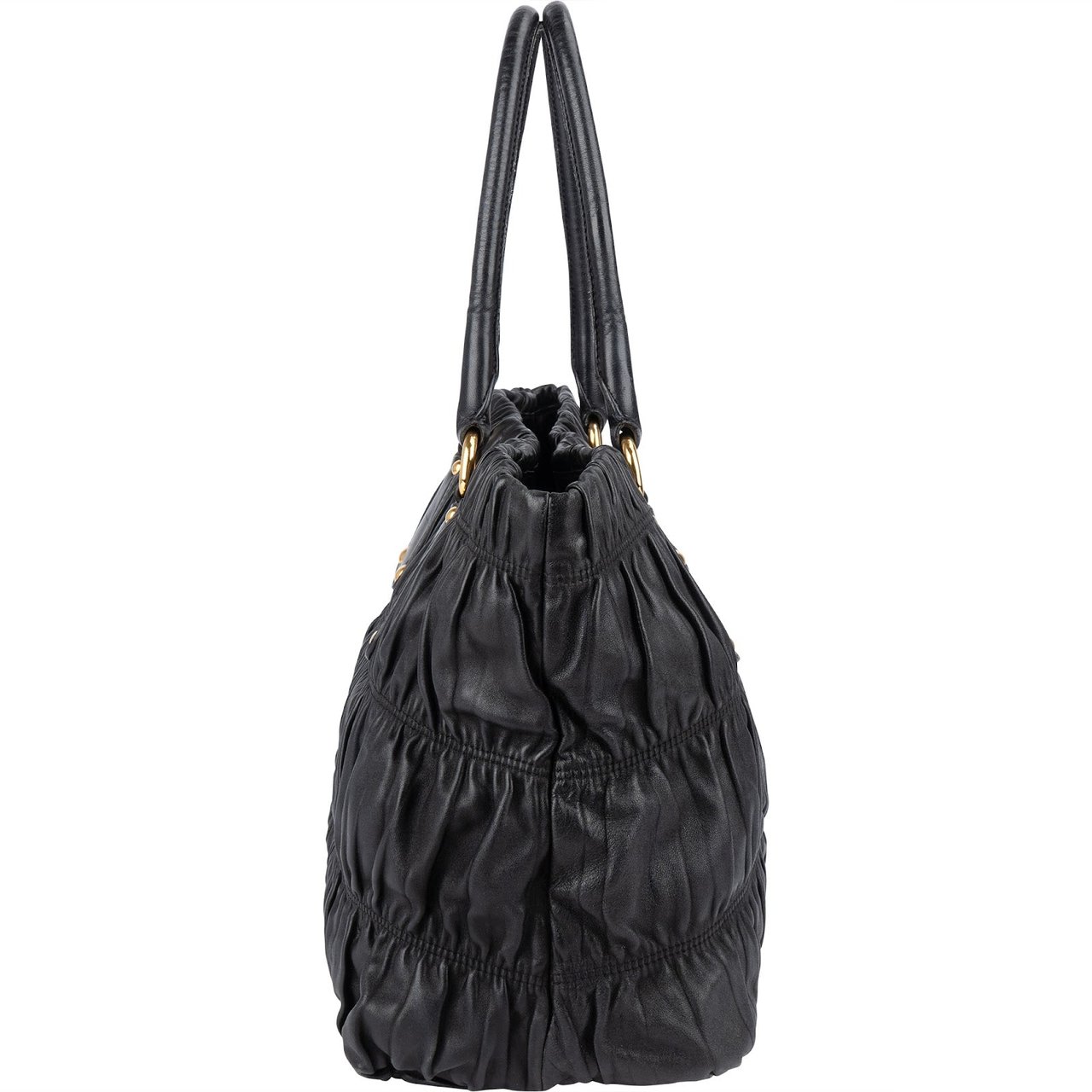 Prada Prada Quilted Leather Gauffre Tote Handbag Zwart
