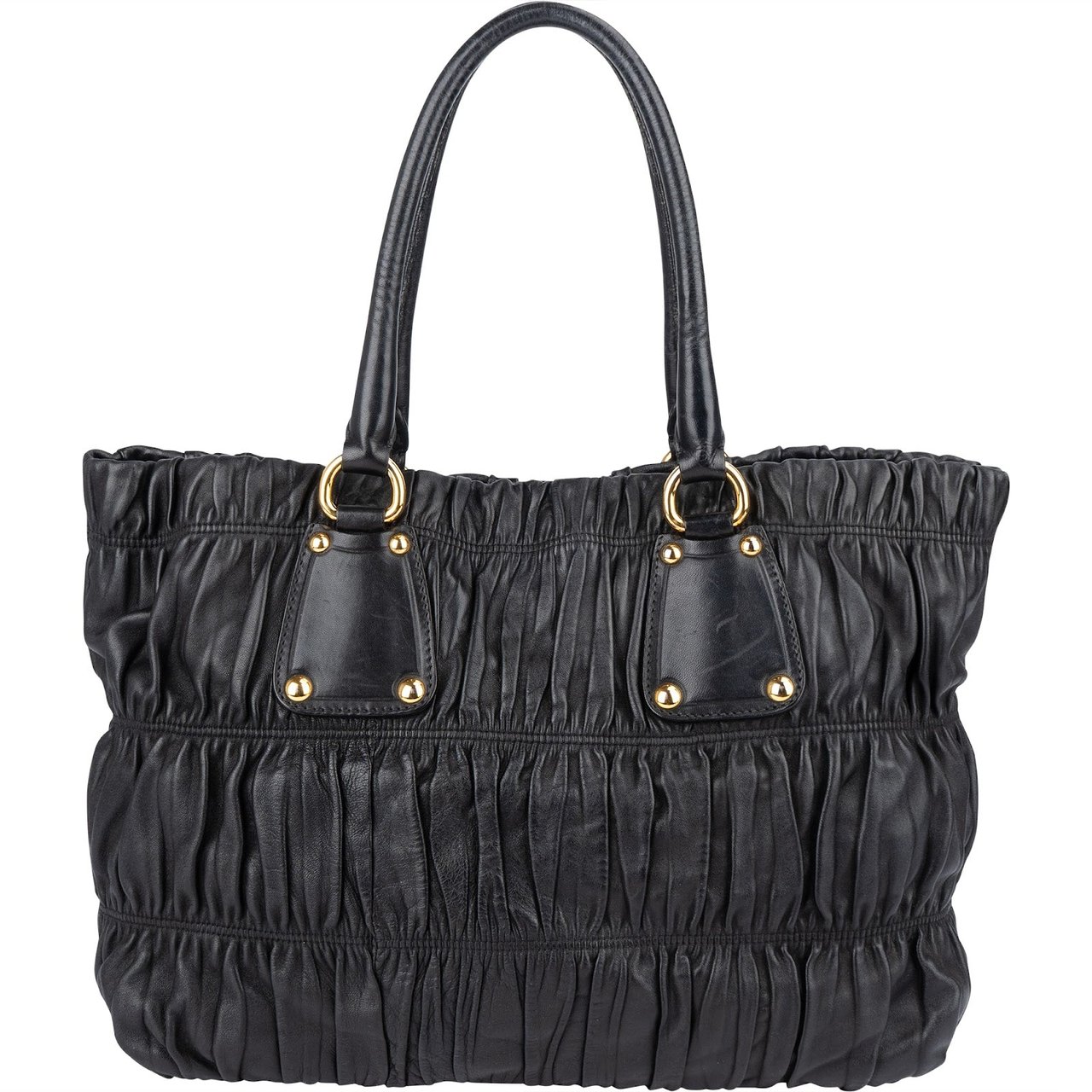 Prada Prada Quilted Leather Gauffre Tote Handbag Zwart