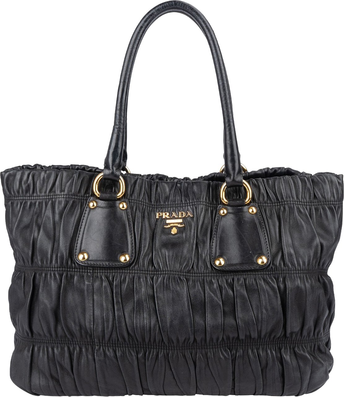 Prada Quilted Leather Gauffre Tote Handbag Zwart
