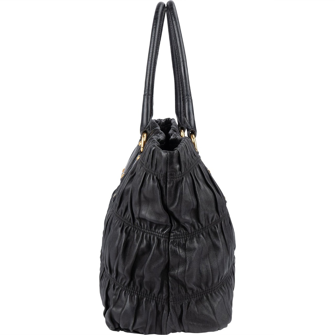 Prada Quilted Leather Gauffre Tote Handbag Zwart