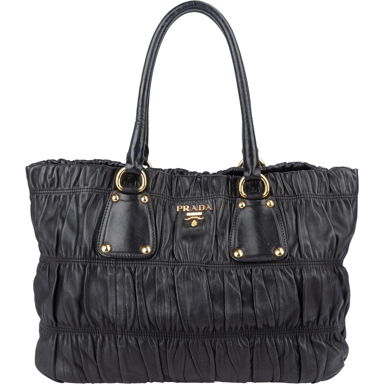 Prada Prada Quilted Leather Gauffre Tote Handbag Zwart
