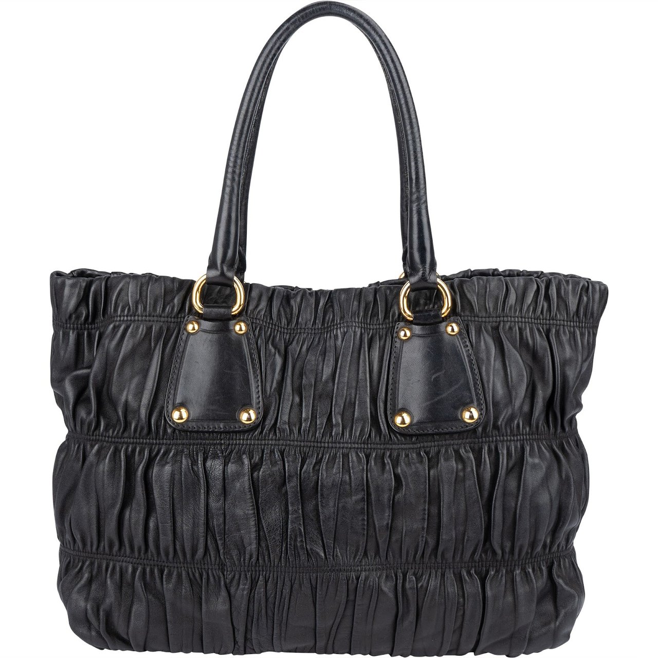 Prada Quilted Leather Gauffre Tote Handbag Zwart