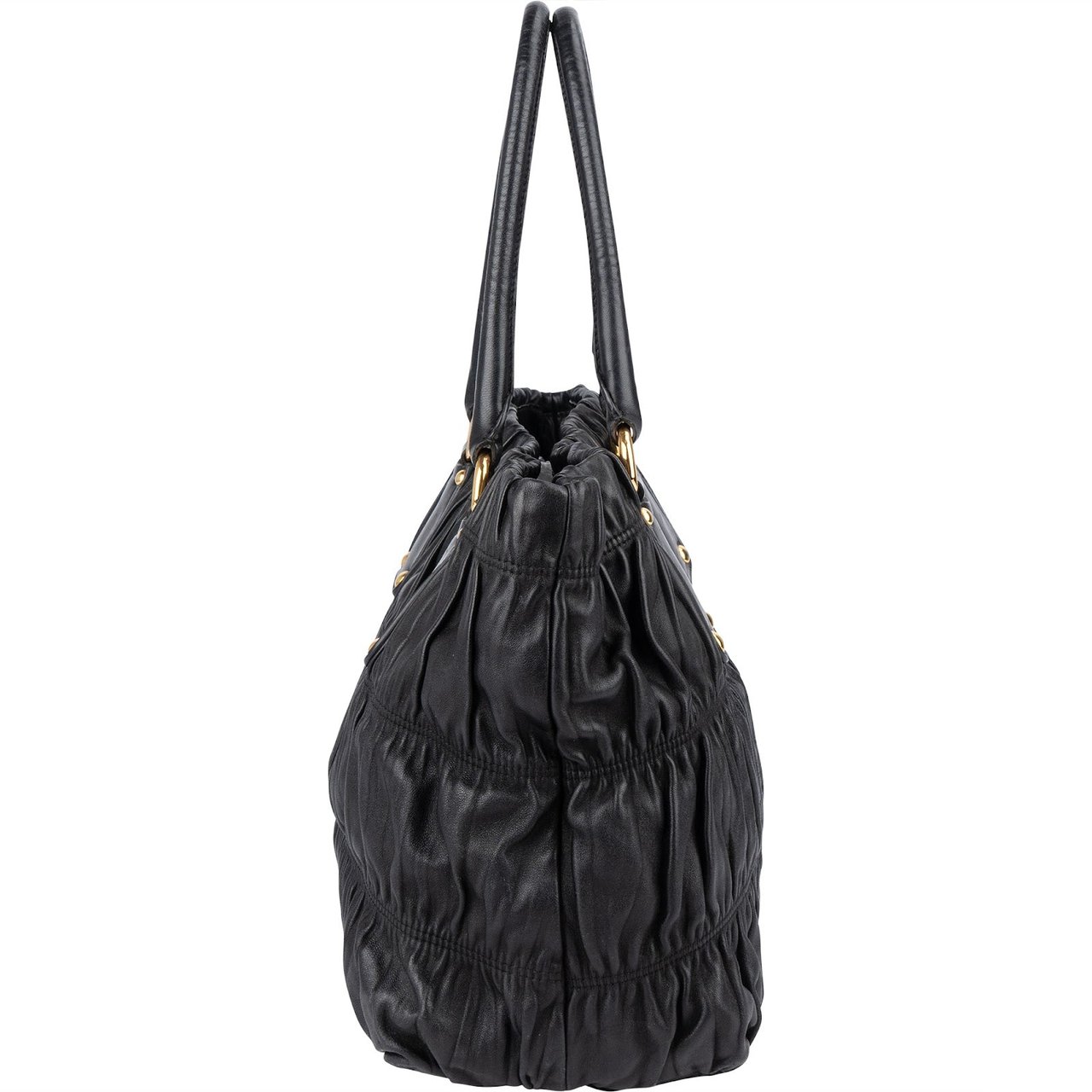 Prada Prada Quilted Leather Gauffre Tote Handbag Zwart