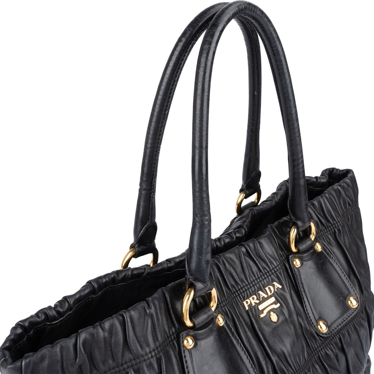 Prada Prada Quilted Leather Gauffre Tote Handbag Zwart