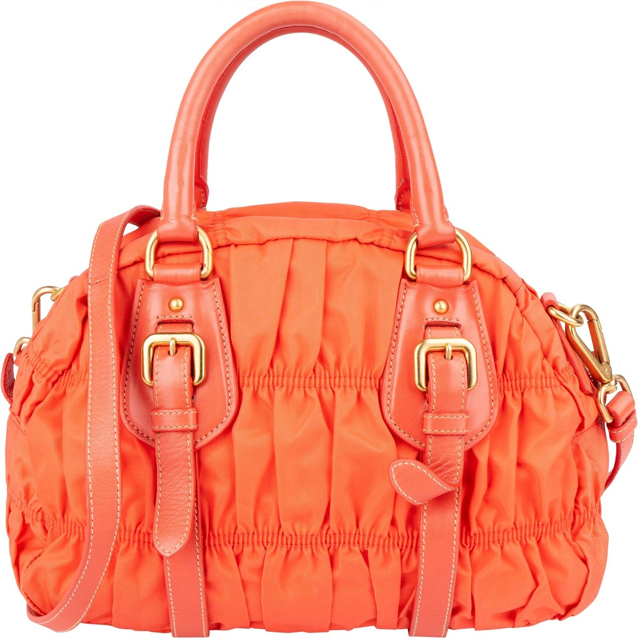 Prada Prada Quilted Nylon Bauletto Handbag Oranje