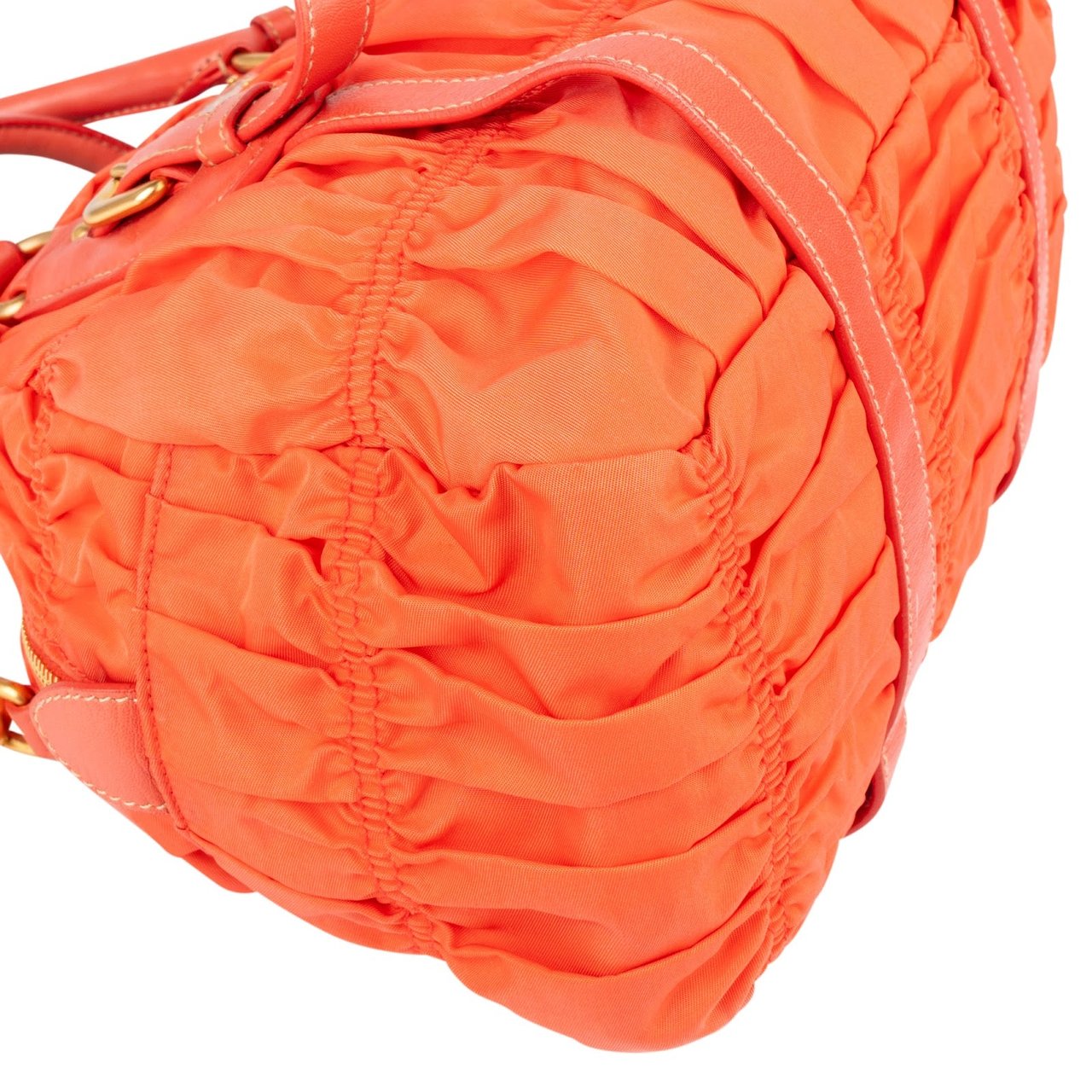 Prada Prada Quilted Nylon Bauletto Handbag Oranje