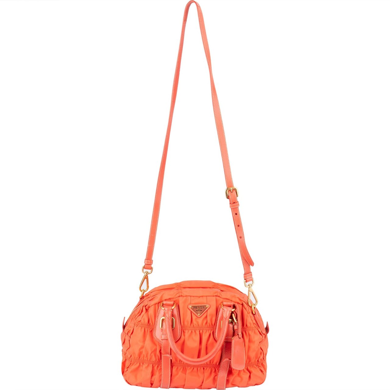 Prada Prada Quilted Nylon Bauletto Handbag Oranje