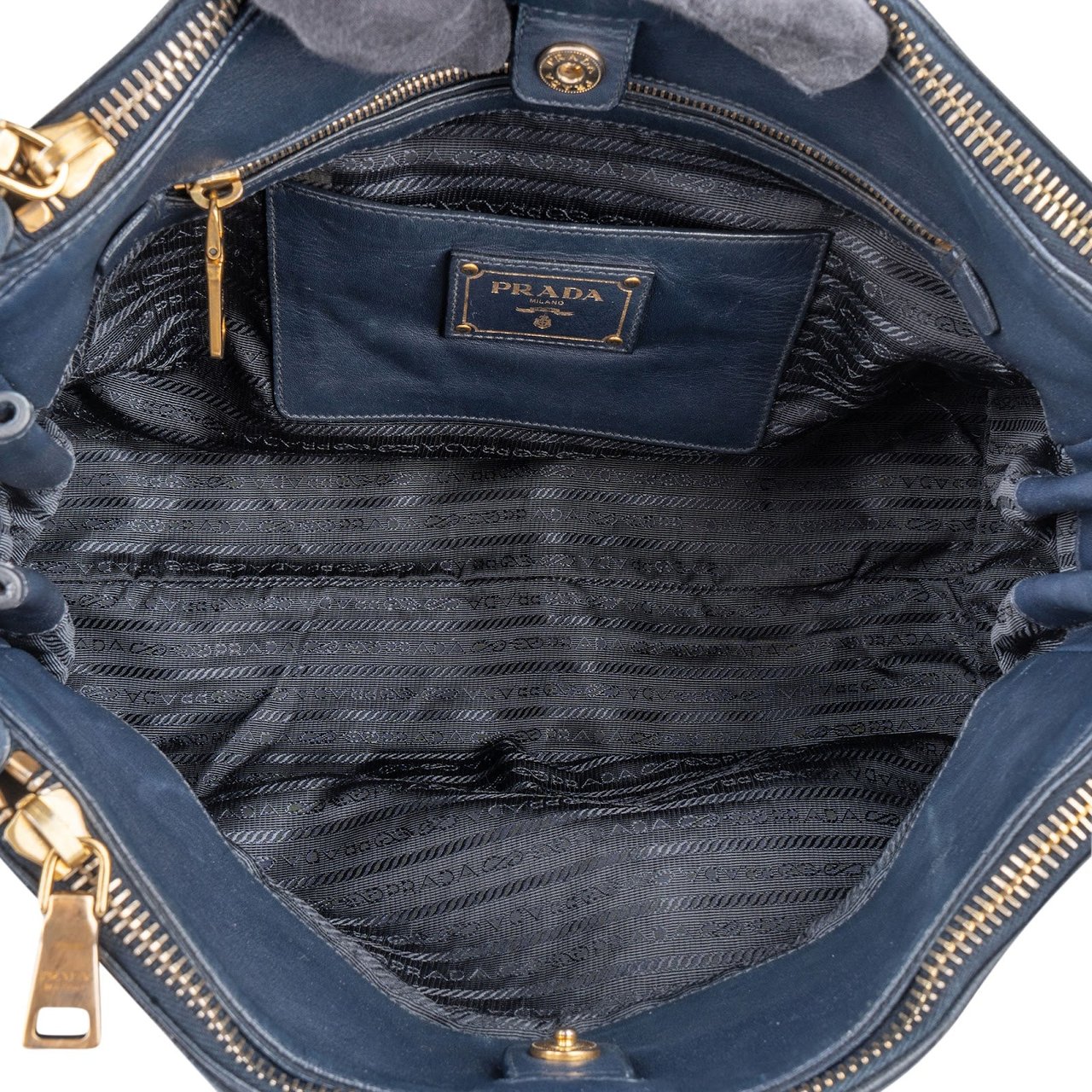 Prada Prada Vitello Daino Soft Leather Handbag Navy