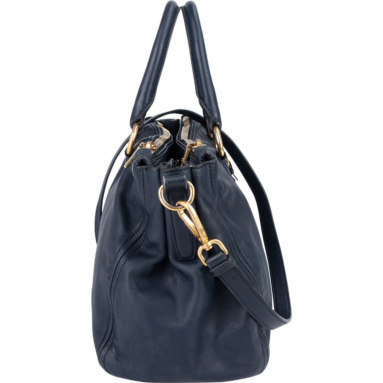 Prada Prada Vitello Daino Soft Leather Handbag Navy