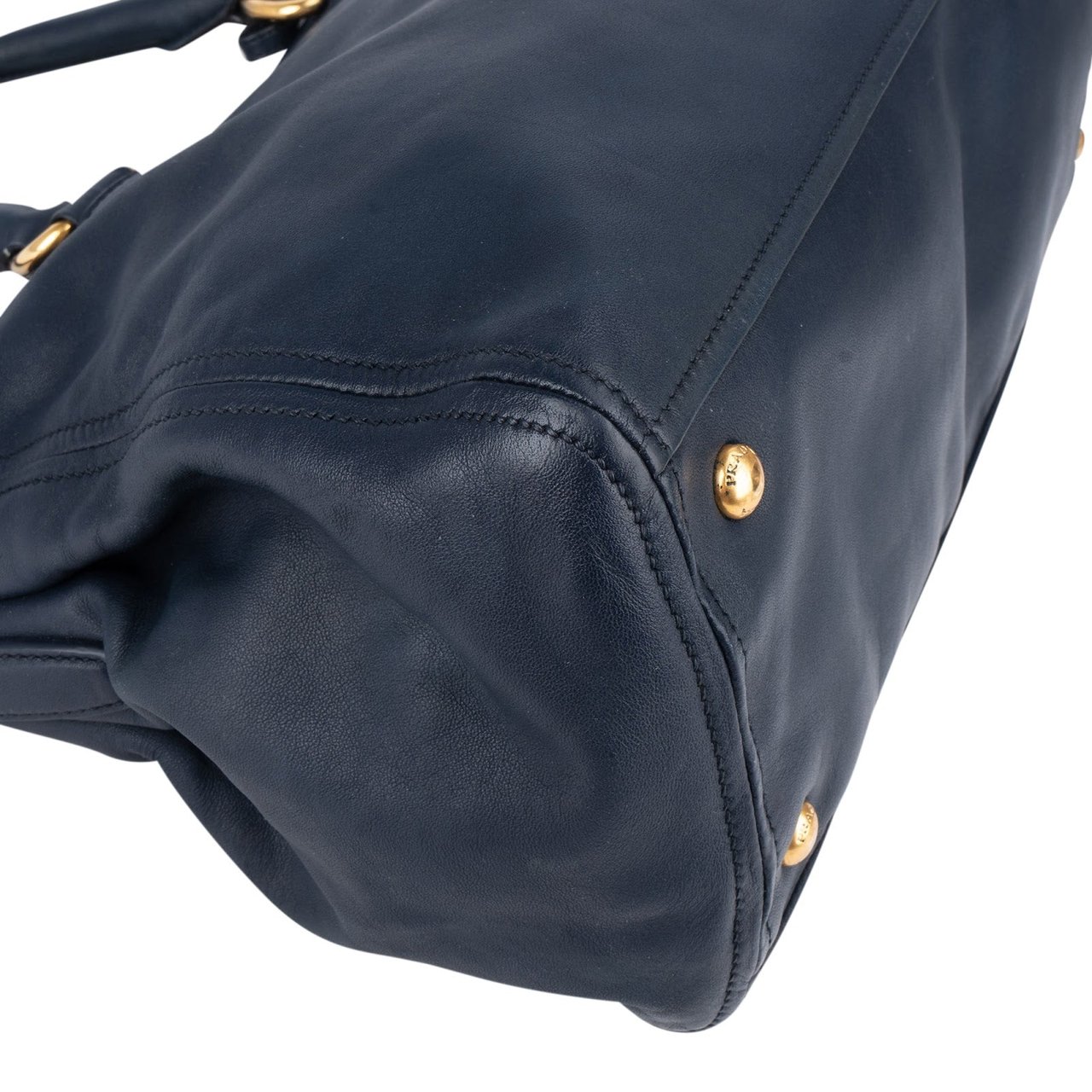 Prada Prada Vitello Daino Soft Leather Handbag Navy