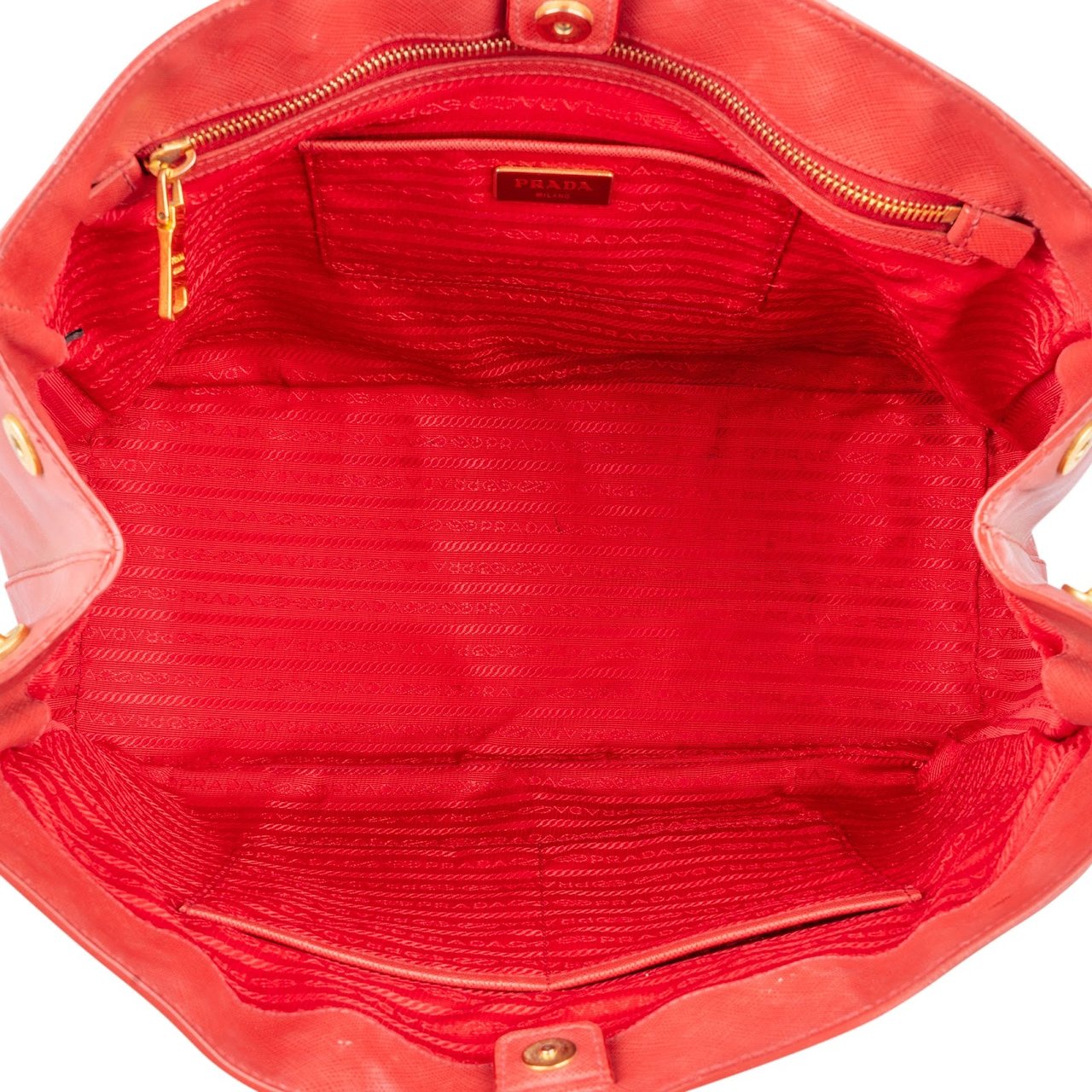 Prada Prada Red Saffiano Leather Galleria Tote Handbag Rood