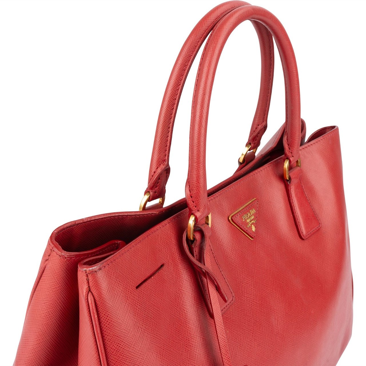 Prada Prada Red Saffiano Leather Galleria Tote Handbag Rood