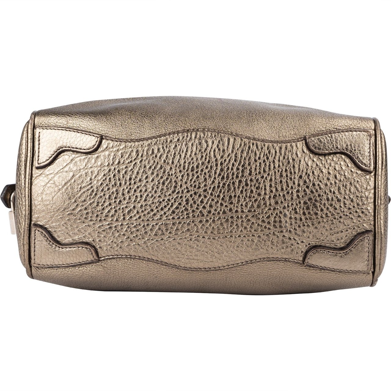 Prada Prada Metallic Pebbled Leather Bauletto Handbag Goud