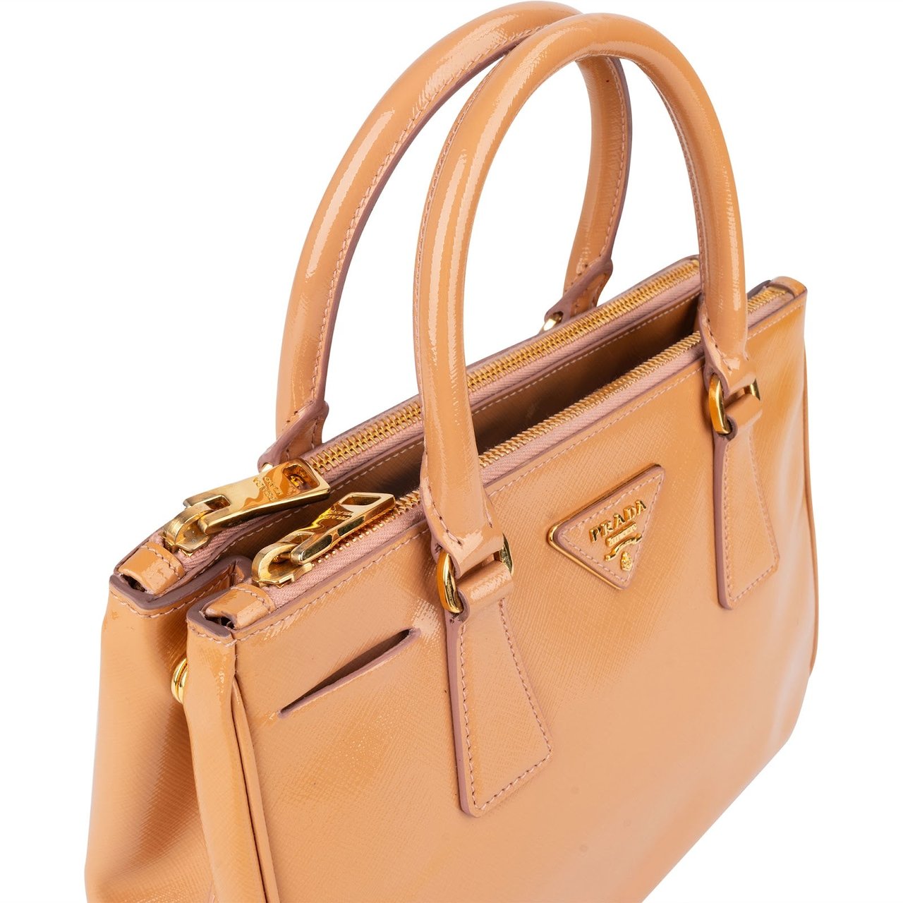Prada Prada Saffiano Vernice Galleria Handbag Beige