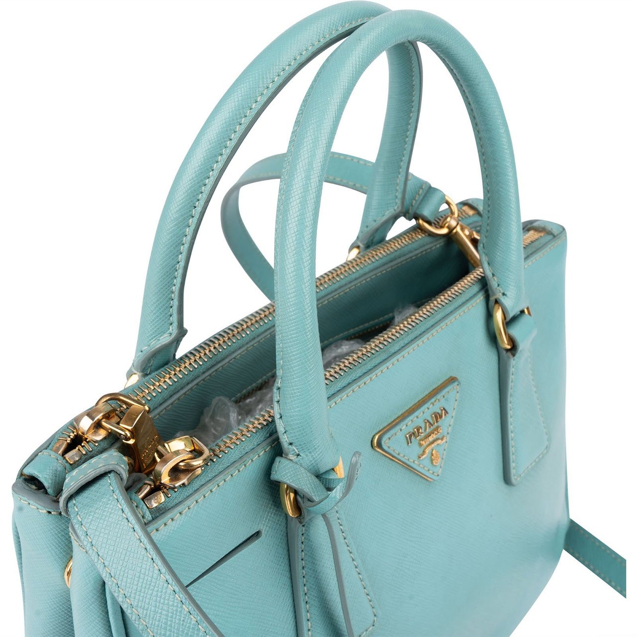 Prada Saffiano Leather Small Galleria Bag Handbag Lichtblauw