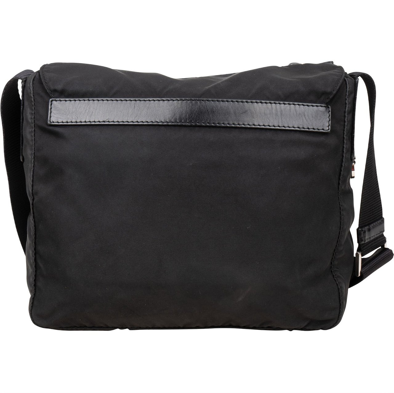 Prada Prada Nylon Triangle Messenger Crossbody Bag Zwart