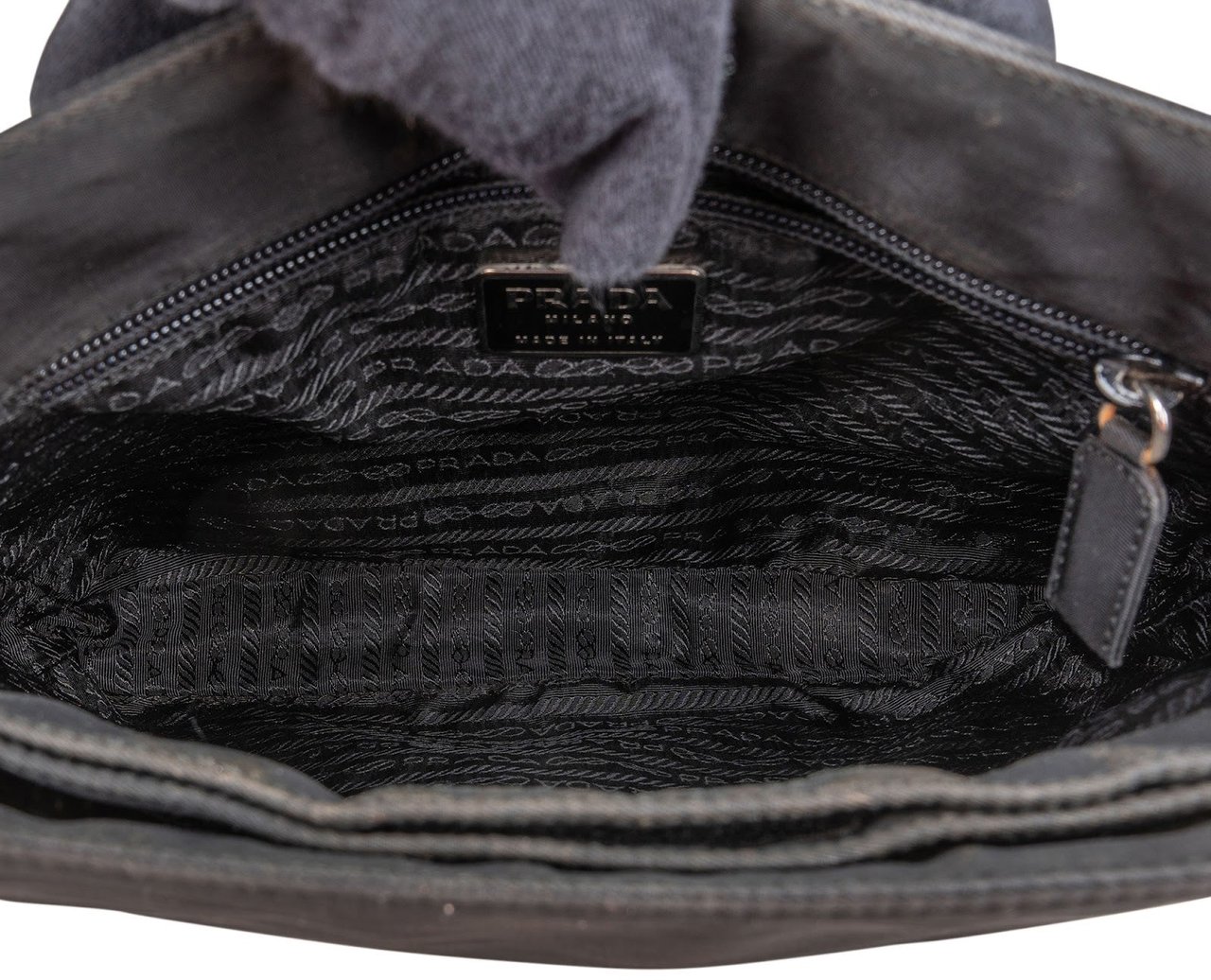 Prada Prada Tessuto Handle Triangle Shoulder Bag Zwart