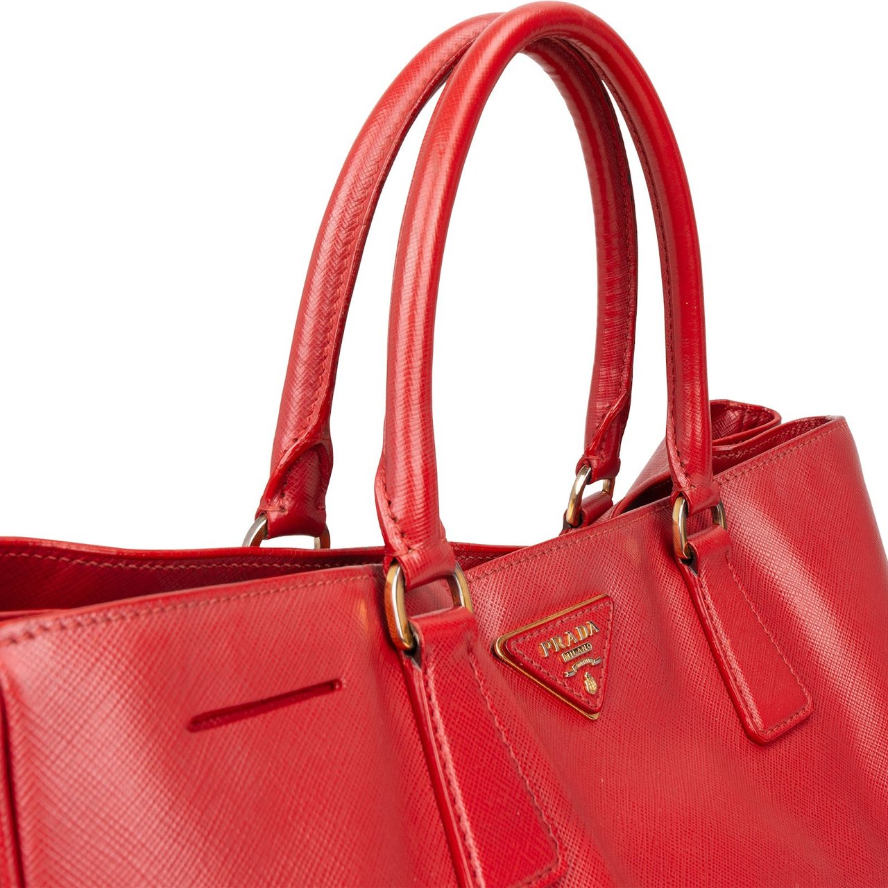 Prada Prada Red Saffiano Leather Galleria Handbag Rood