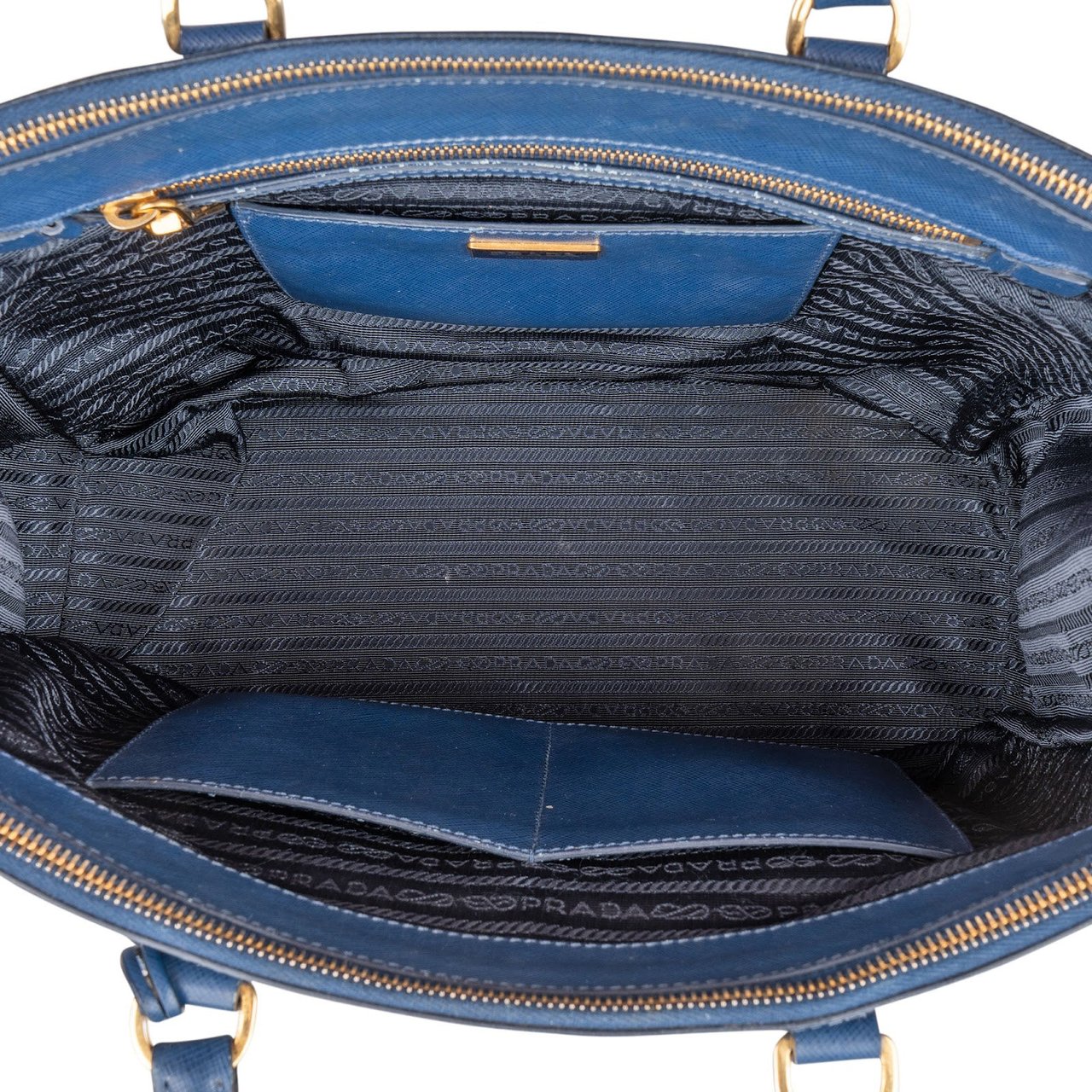 Prada Prada Blue Saffiano Leather Galleria Handbag Blauw