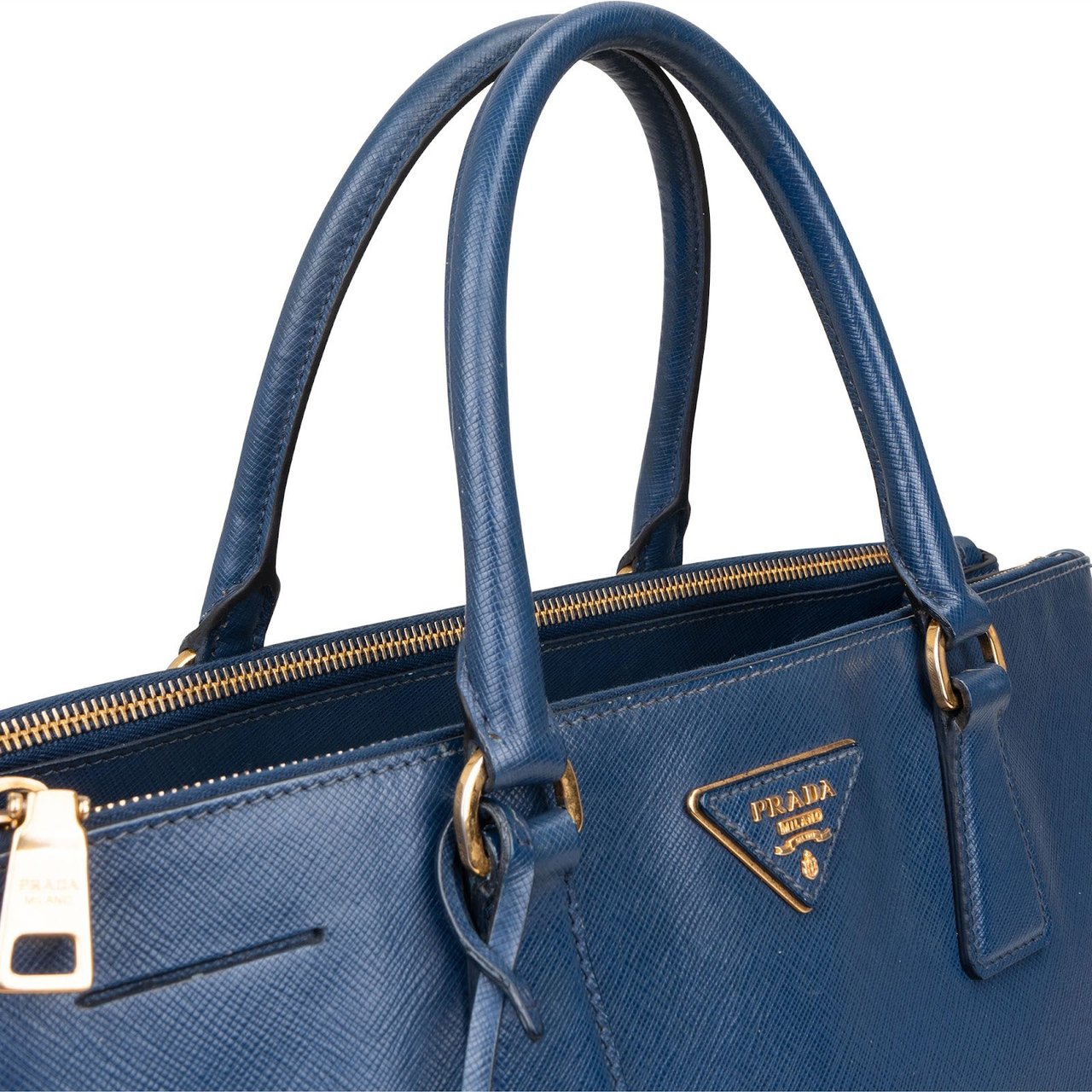 Prada Prada Blue Saffiano Leather Galleria Handbag Blauw