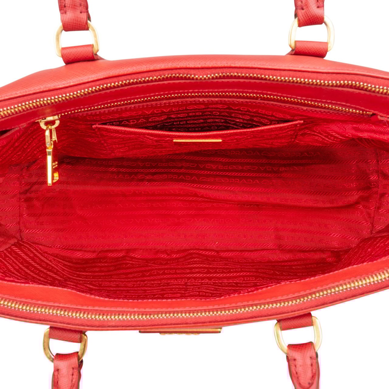 Prada Prada Red Saffiano Leather Galleria Handbag Rood