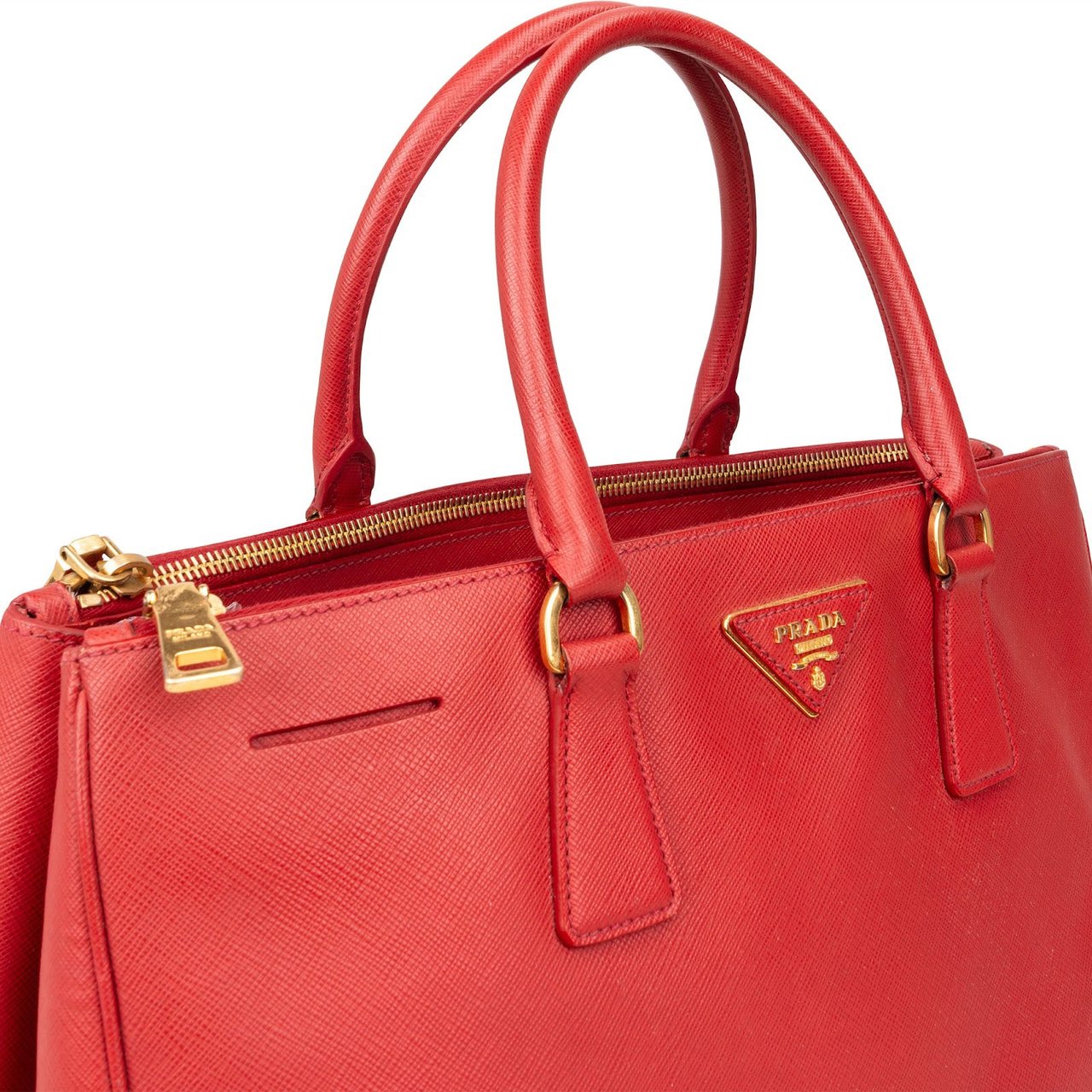 Prada Prada Red Saffiano Leather Galleria Handbag Rood